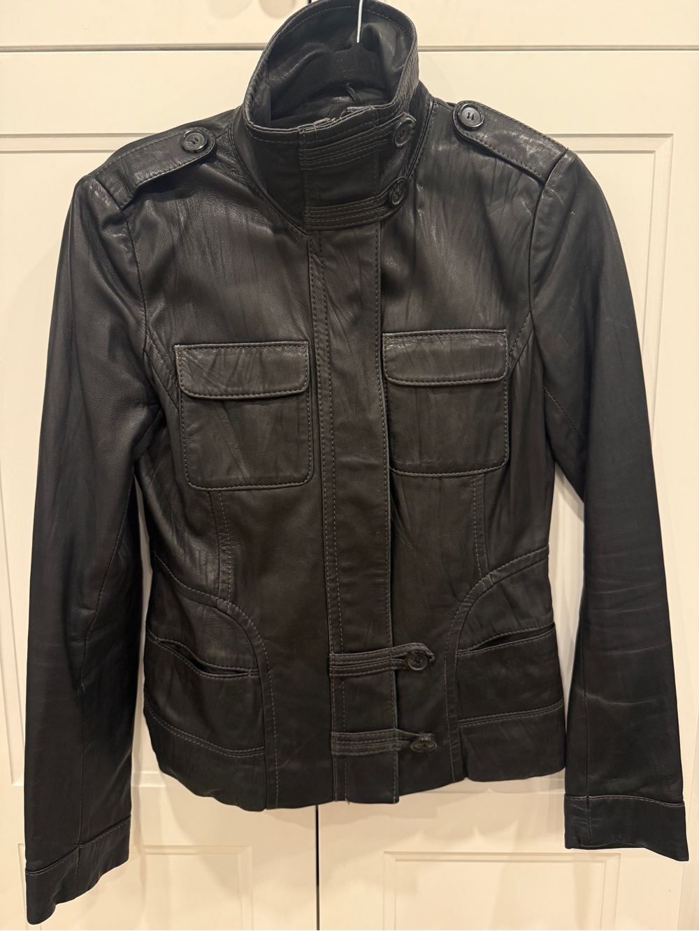 Classic Black Leather Women's Jacket - Brand Not Visible